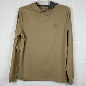 Pins & Aces Mens Tan Khaki Performance‎ Golf Hoodie Small Spade Logo Stretch